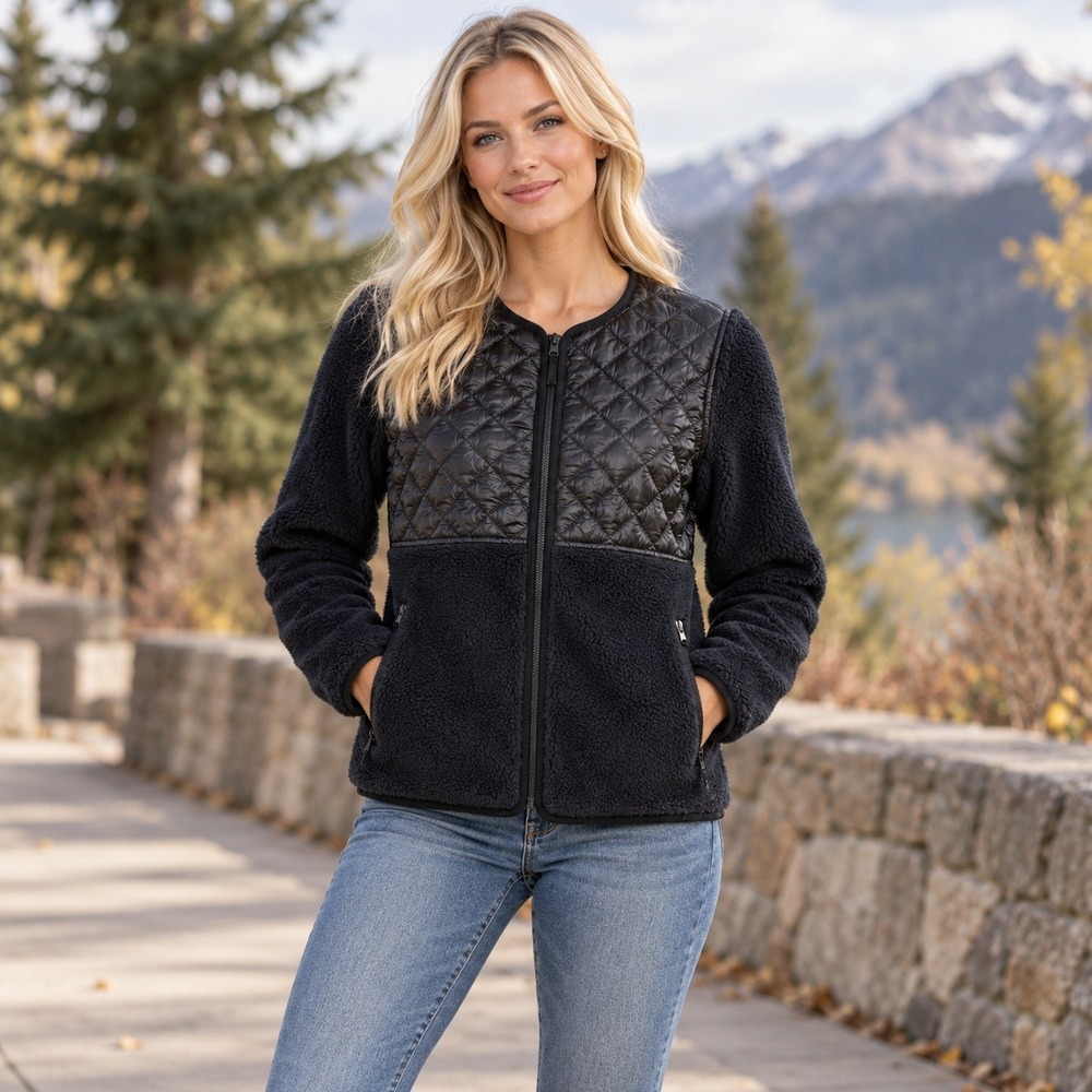 Patagonia Recycled Sherpa Hybrid Jacket Women XS Black 23155 FA21